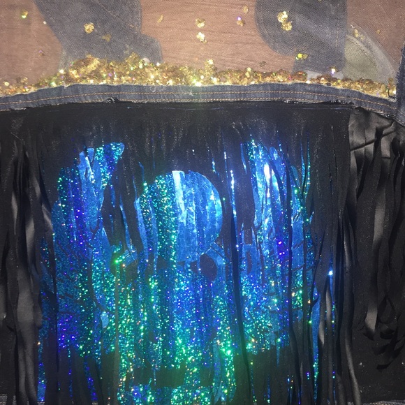 Scarab printed fringe jacket with mesh yolks - Picture 6 of 8